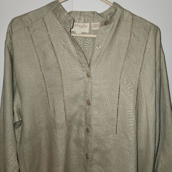 Vintage Counterpoint womens long sleeve linen button down shirt size S tunic - Picture 2 of 12